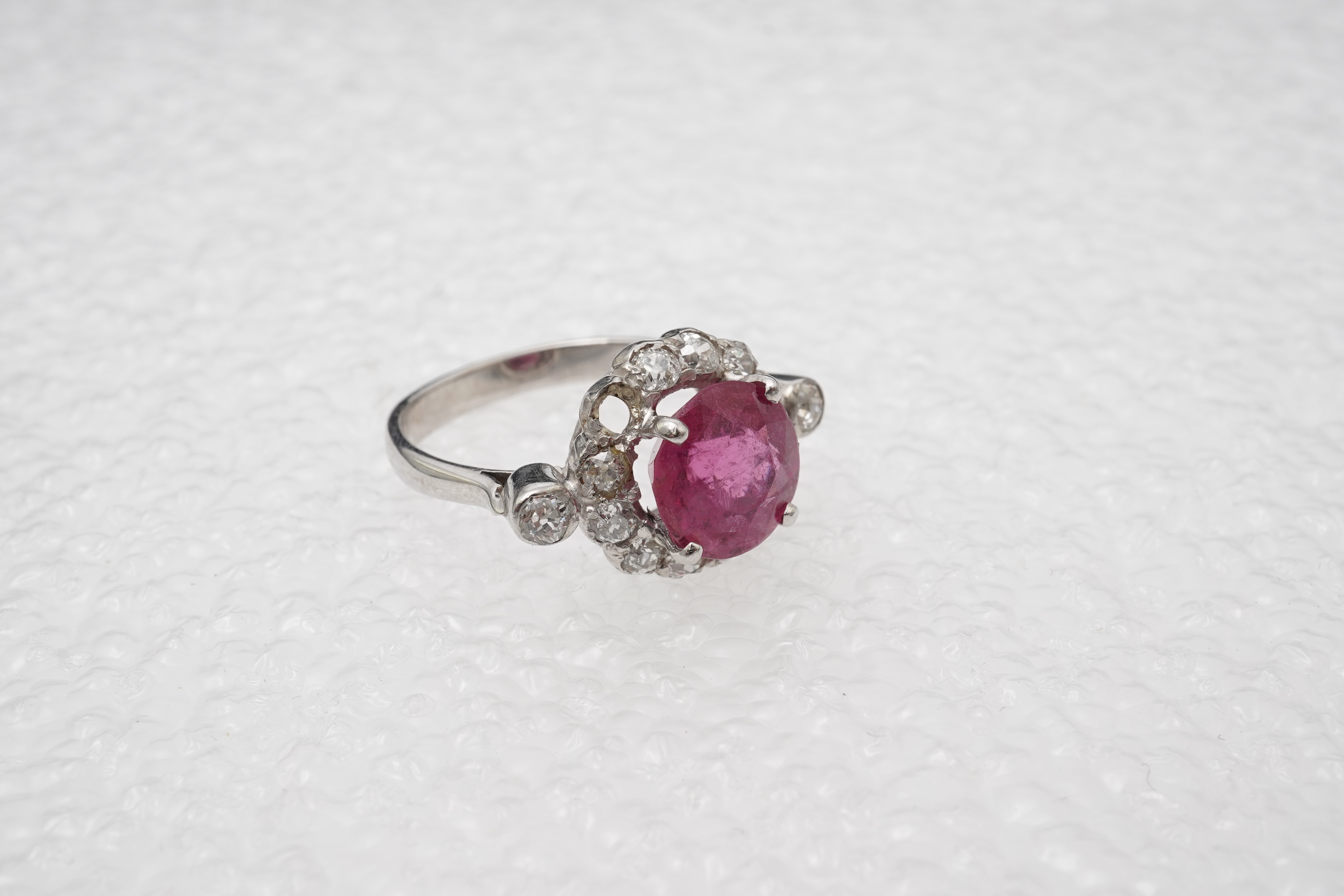 A pink tourmaline and diamond ring